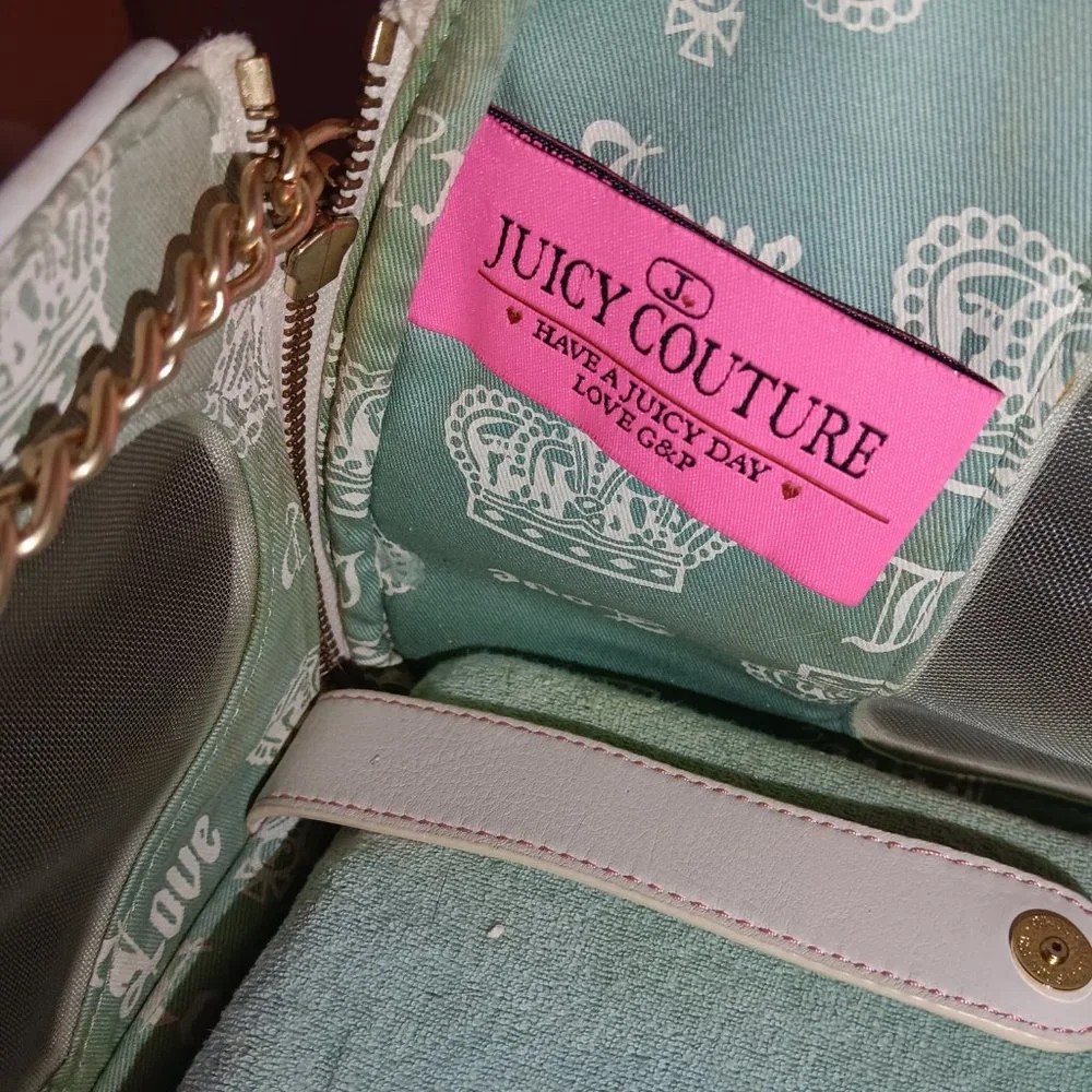 Rare Vintage Y2K Juicy Couture Spell Out Pet Dog Carrier Bag Teal.